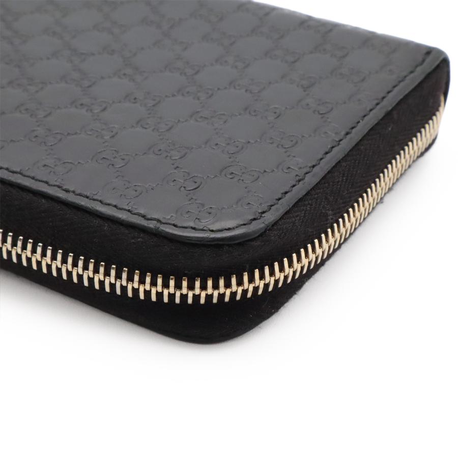 GUCCI グッチ マイクログッチシマ ラウンドファスナー 長財布 レザー ブラック 黒 ゴールド金具 アウトレット品 449391 | GUCCI | 02