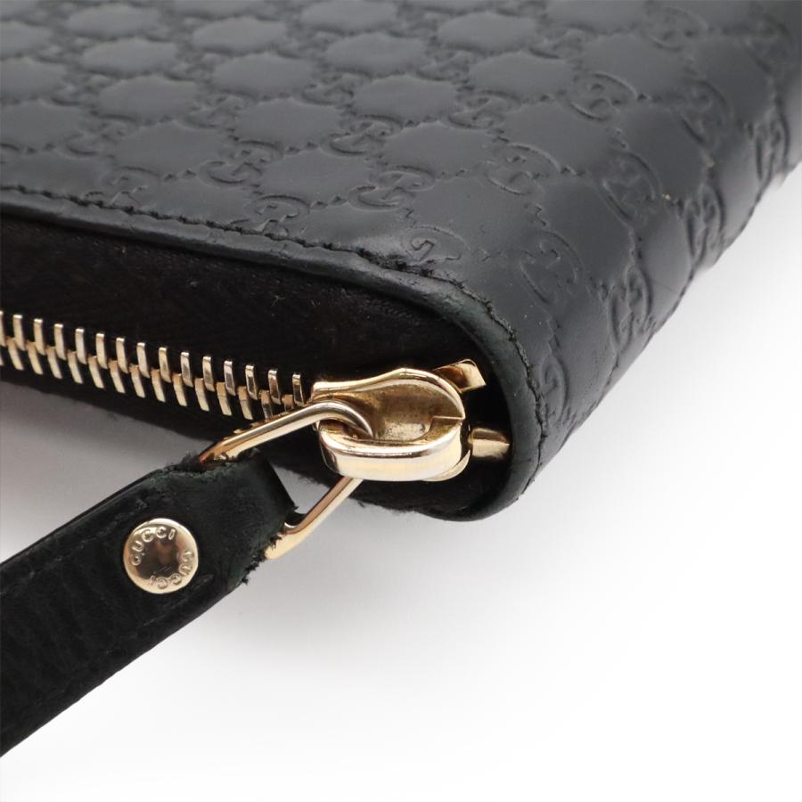GUCCI グッチ マイクログッチシマ ラウンドファスナー 長財布 レザー ブラック 黒 ゴールド金具 アウトレット品 449391 | GUCCI | 03