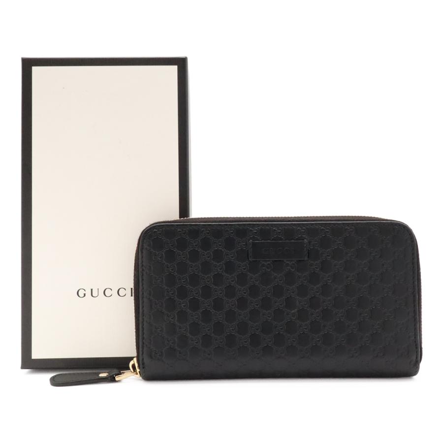 GUCCI グッチ マイクログッチシマ ラウンドファスナー 長財布 レザー ブラック 黒 ゴールド金具 アウトレット品 449391 | GUCCI | 08