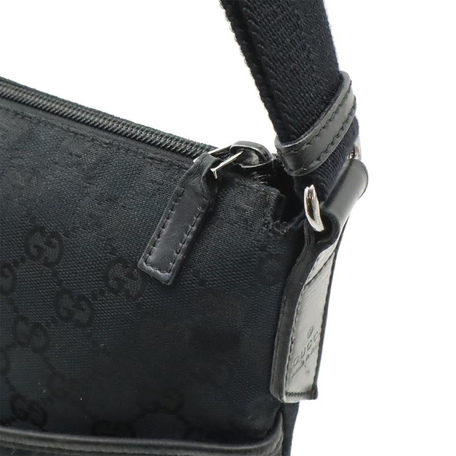 GUCCI グッチ GGキャンバス ショルダーバッグ メッセンジャーバッグ 斜め掛け パンチング レザー ブラック 黒 シルバー金具 145857 | GUCCI | 03