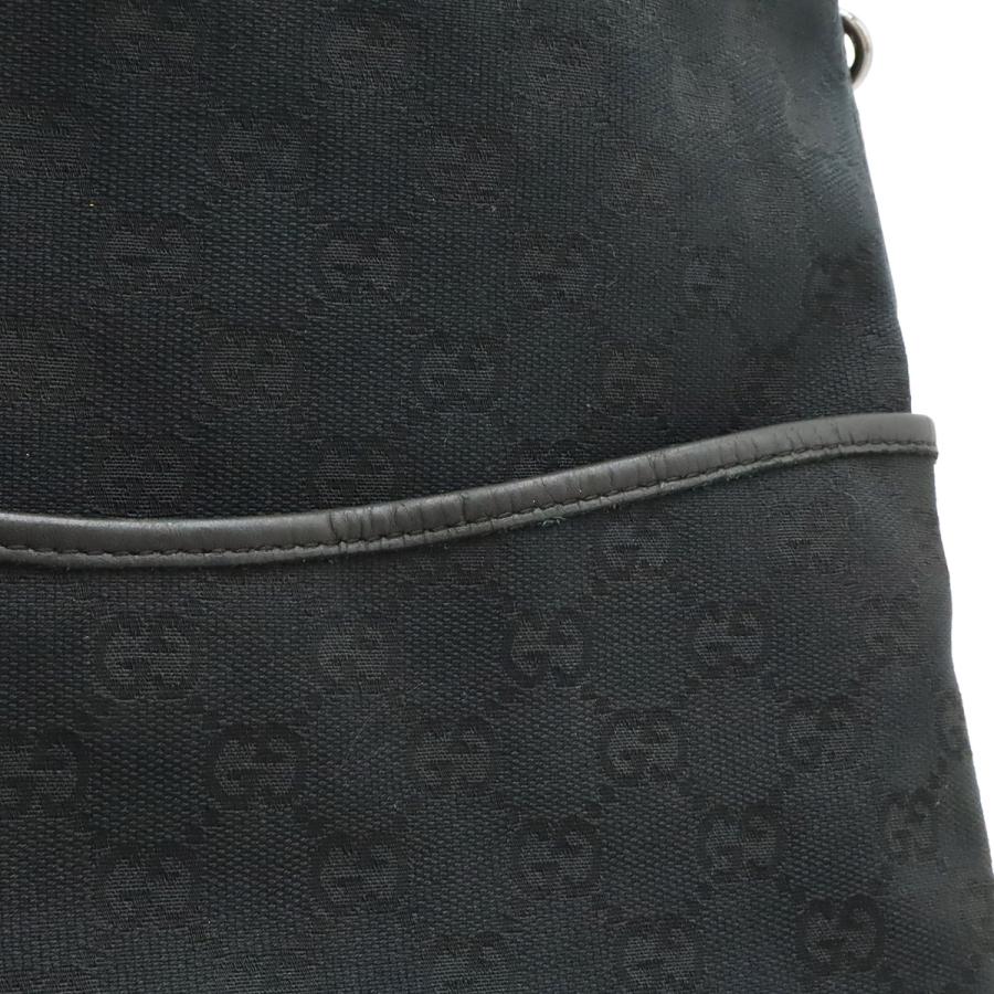 GUCCI グッチ GGキャンバス ショルダーバッグ メッセンジャーバッグ 斜め掛け パンチング レザー ブラック 黒 シルバー金具 145857 | GUCCI | 07