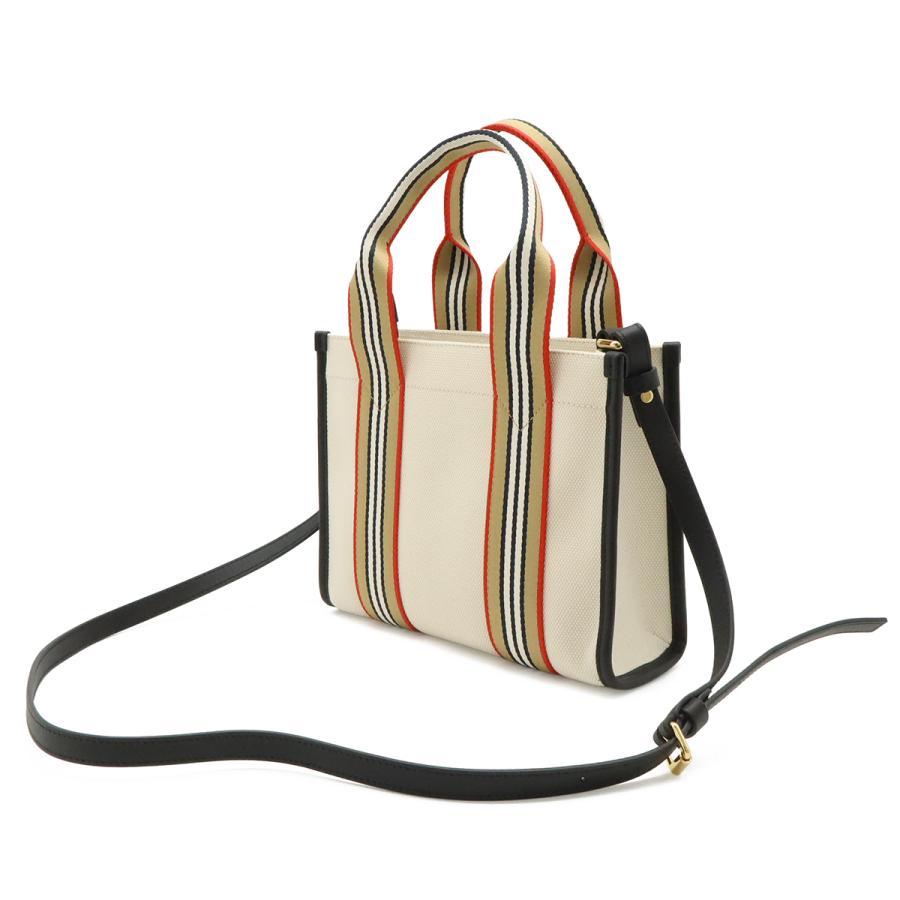 BURBERRY バーバリー スモール アイコンストライプトリム キャンバストート トートバッグ 2WAY ショルダーバッグ ナチュラルベージュ | BURBERRY | 01