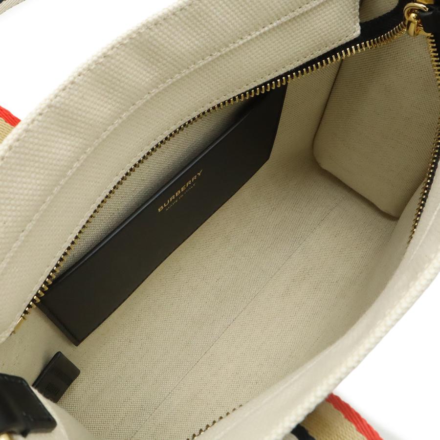 BURBERRY バーバリー スモール アイコンストライプトリム キャンバストート トートバッグ 2WAY ショルダーバッグ ナチュラルベージュ | BURBERRY | 07
