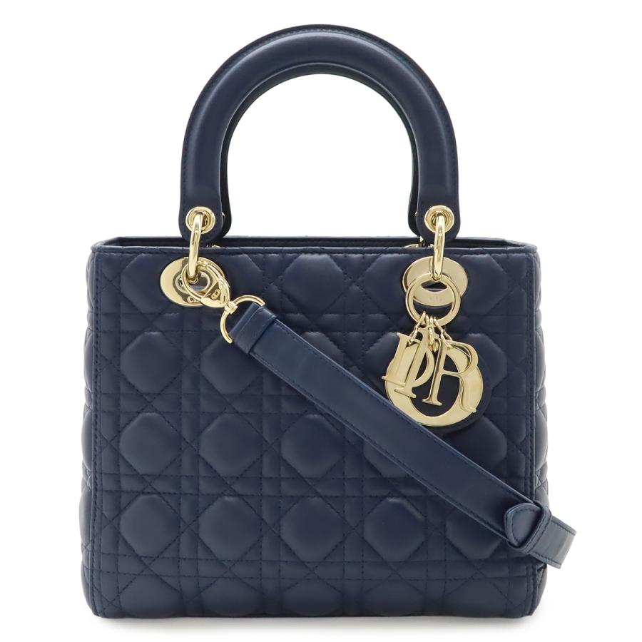 Christian Dior クリスチャン ディオール レディディオール カナージュ ハンドバッグ 2WAY ショルダーバッグ レザー ネイビー 紺 | Christian Dior