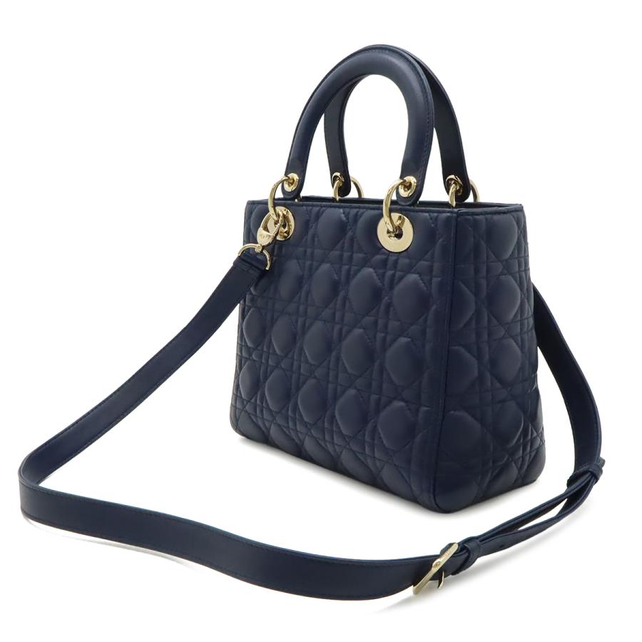Christian Dior クリスチャン ディオール レディディオール カナージュ ハンドバッグ 2WAY ショルダーバッグ レザー ネイビー 紺 | Christian Dior | 01