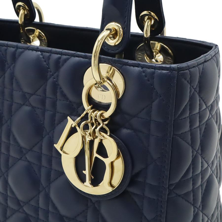 Christian Dior クリスチャン ディオール レディディオール カナージュ ハンドバッグ 2WAY ショルダーバッグ レザー ネイビー 紺 | Christian Dior | 08