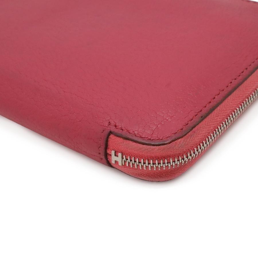 HERMES エルメス アザップロング オールレザー ラウンドファスナー 長財布 シェーブル レザー フューシャ ピンク シルバー金具 □B刻印 | HERMES | 02