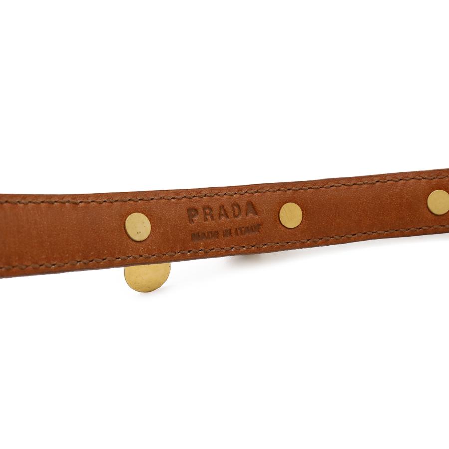PRADA プラダ ベルトブレスレット バングル 鈴モチーフ ベルモチーフ チャーム クロコ型押し レザー ブラウン 茶 ゴールド金具 | PRADA | 05