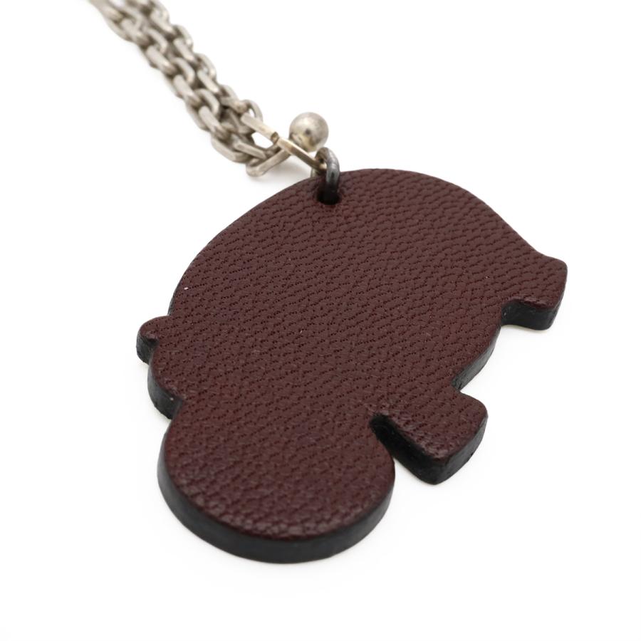 HERMES エルメス バッグチャーム キーホルダー キーチェーン アニマル カバ 動物 シェーブル レザー ブラウン グリーン シルバー | HERMES | 02