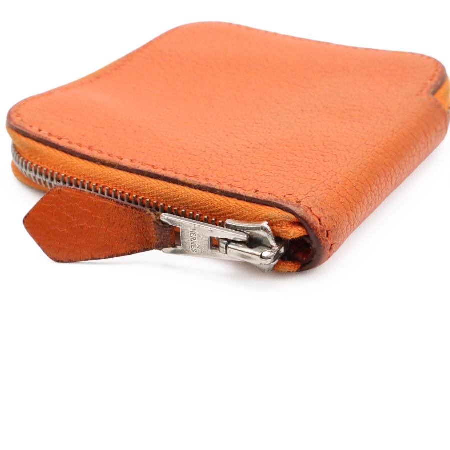 HERMES エルメス アザップコンパクト ミニ コインケース 小銭入れ コインパース ラウンドファスナー シェブルミゾル レザー オレンジ | HERMES | 03