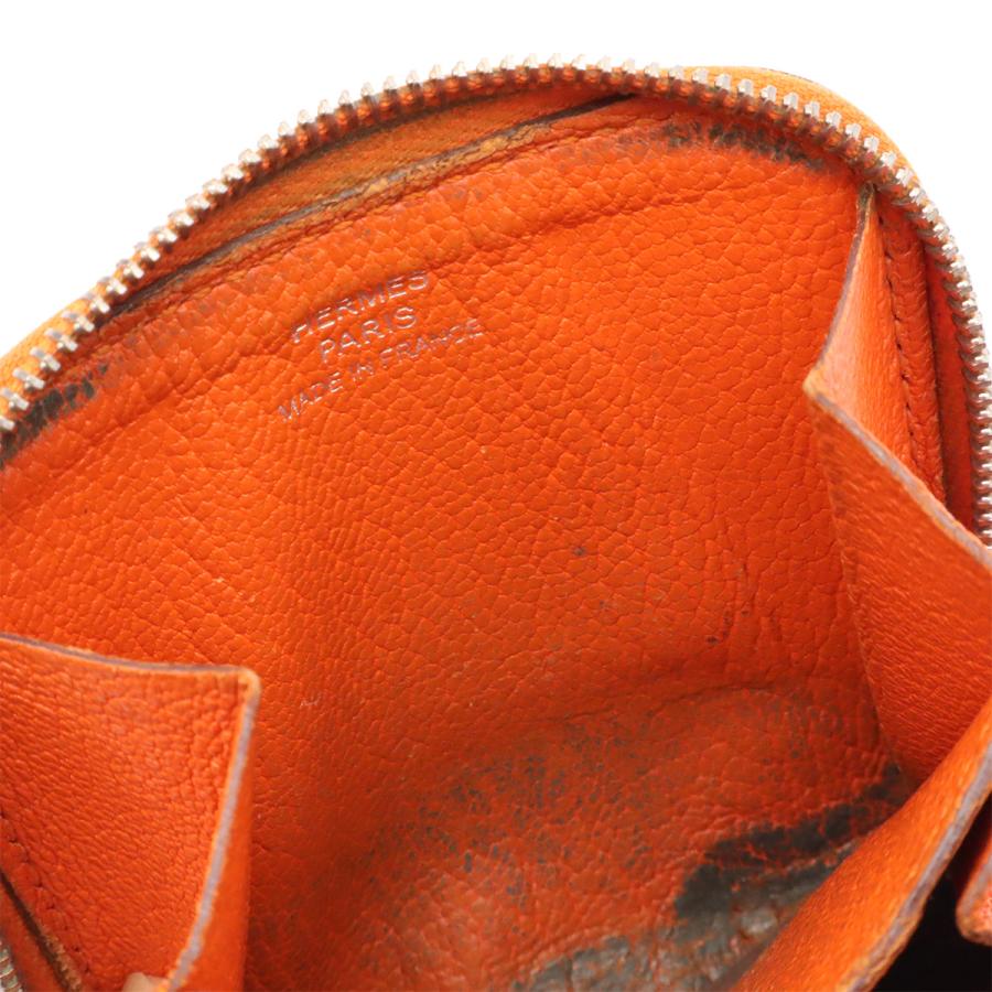 HERMES エルメス アザップコンパクト ミニ コインケース 小銭入れ コインパース ラウンドファスナー シェブルミゾル レザー オレンジ | HERMES | 06