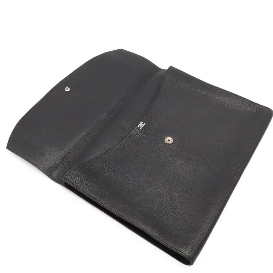 HERMES エルメス ポシェット リオ クラッチバッグ セカンドバッグ ビジネスバッグ シェーブル レザー ブラック 黒 シルバー金具 □C刻印 | HERMES | 07