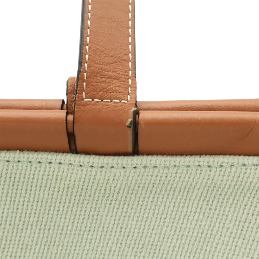 LOEWE ロエベ クッショントート ミディアム アナグラム トートバッグ ショルダーバッグ 肩掛け キャンバス レザー ライトグリーン | LOEWE | 05