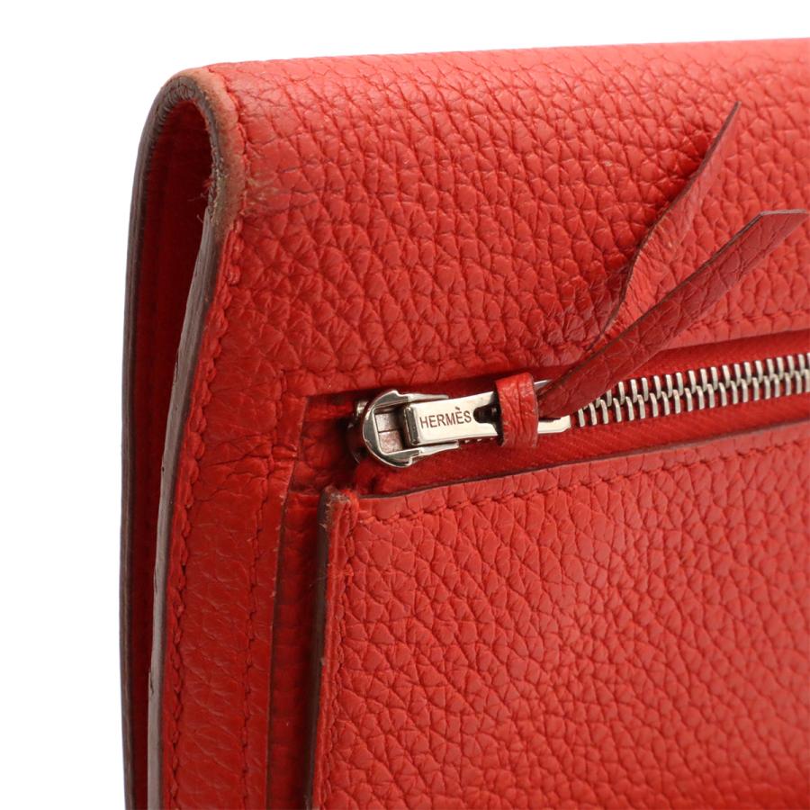 HERMES エルメス ドゴンレクトヴェルソ ドゴンロング 2つ折長財布 二つ折り長財布 トゴ レザー ヴァーミリオン シルバー金具 □P刻印 | HERMES | 04