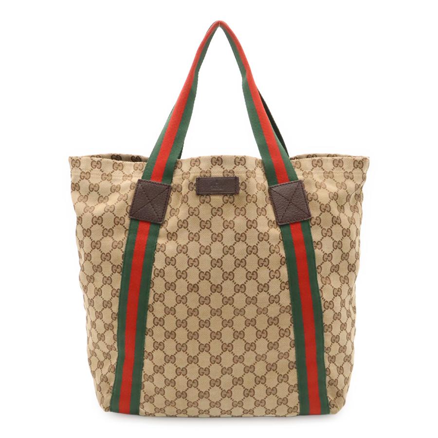 GUCCI グッチ GGキャンバス シェリーライン トートバッグ ショルダーバッグ ショルダートート レザー カーキベージュ グリーン レッド | GUCCI