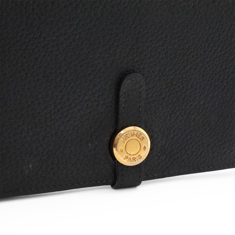 HERMES エルメス ドゴンデュオ ドゴンGM 2つ折長財布 二つ折り長財布 トゴ レザー ブラック 黒 ゴールド金具 コインケース付き □F刻印 | HERMES | 03