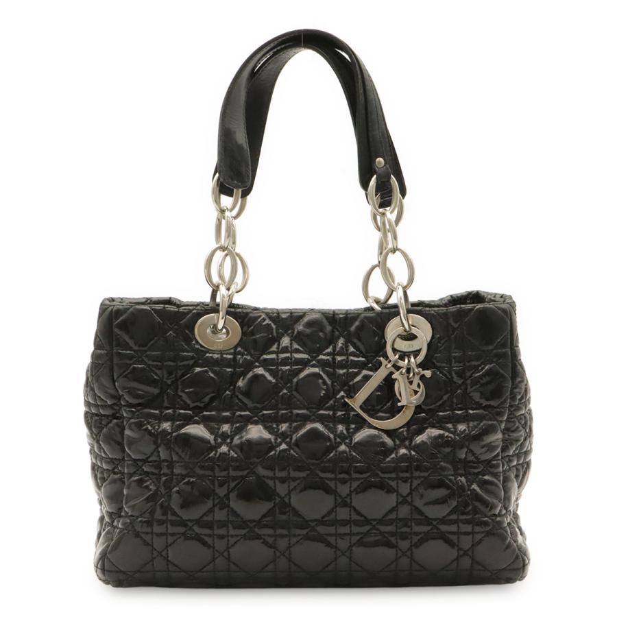 Christian Dior クリスチャン ディオール レディディオール カナージュ トートバッグ ハンドバッグ エナメル ブラック シルバー金具 | Christian Dior