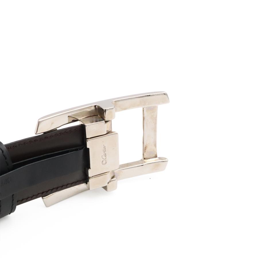 Cartier カルティエ タンクアメリカン リバーシブル ベルト レザー ブラック 黒 ダークブラウン 茶 シルバー金具 実寸約#81 L5000058 | Cartier | 03