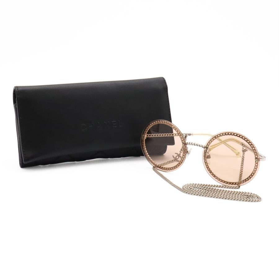 CHANEL シャネル グラスチェーン サングラス ラウンドシェイプ アイウェア 丸型 ブラウン シルバー金具 58□18 135 4245 | CHANEL | 08