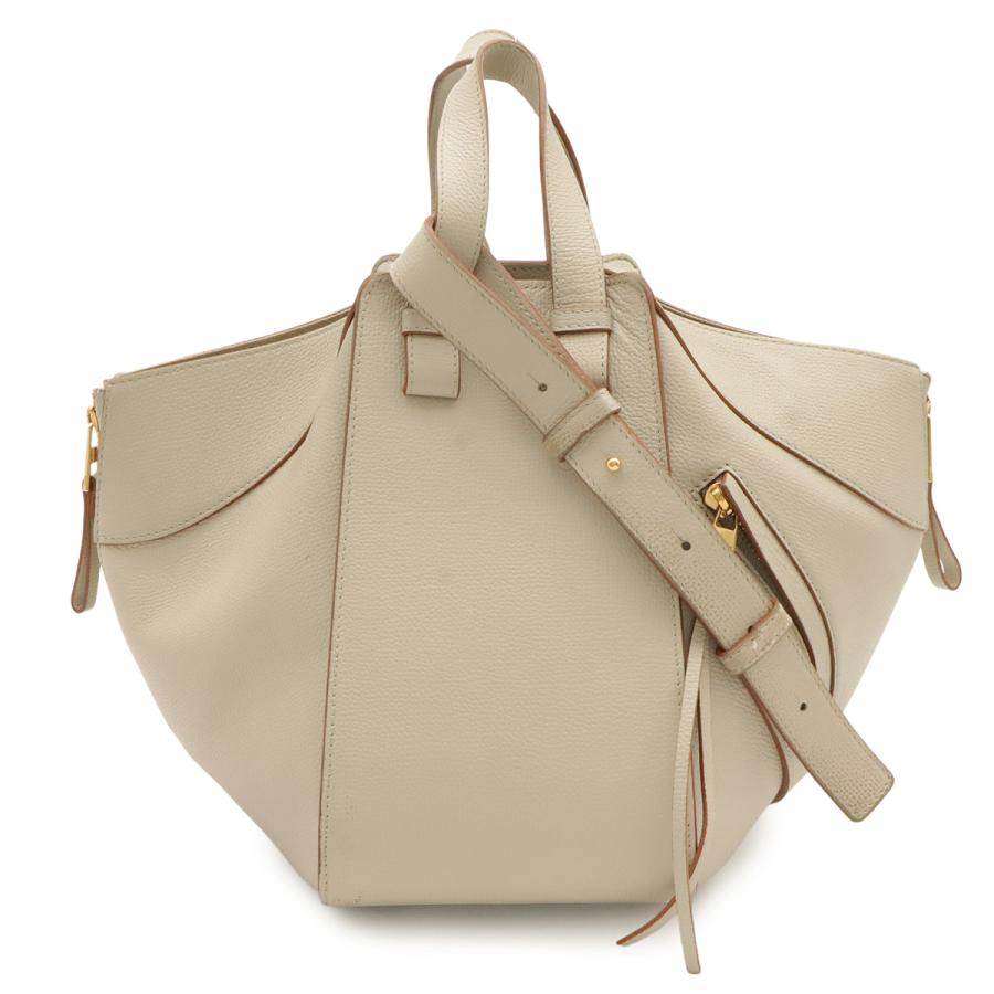 LOEWE ロエベ ハンモックバッグ スモール ハンドバッグ 2WAY ショルダーバッグ 斜め掛け レザー サンドベージュ ゴールド金具 387.30 | LOEWE