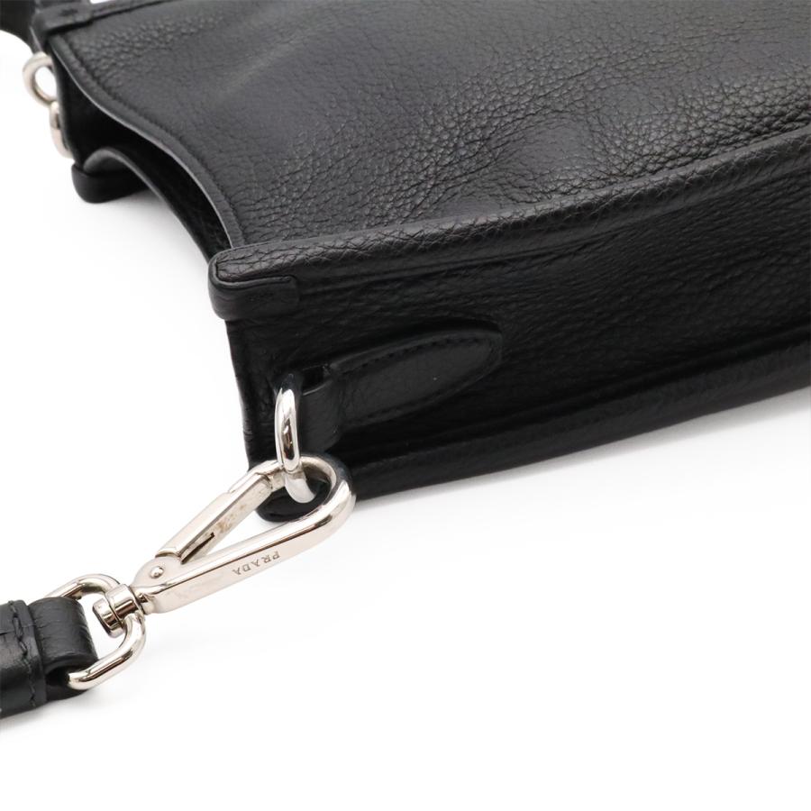 PRADA プラダ ヴィッテロダイノソフトレザー ミニ ショルダーバッグ ストライプショルダー 斜め掛け NERO 黒 ブラック シルバー金具 | PRADA | 04