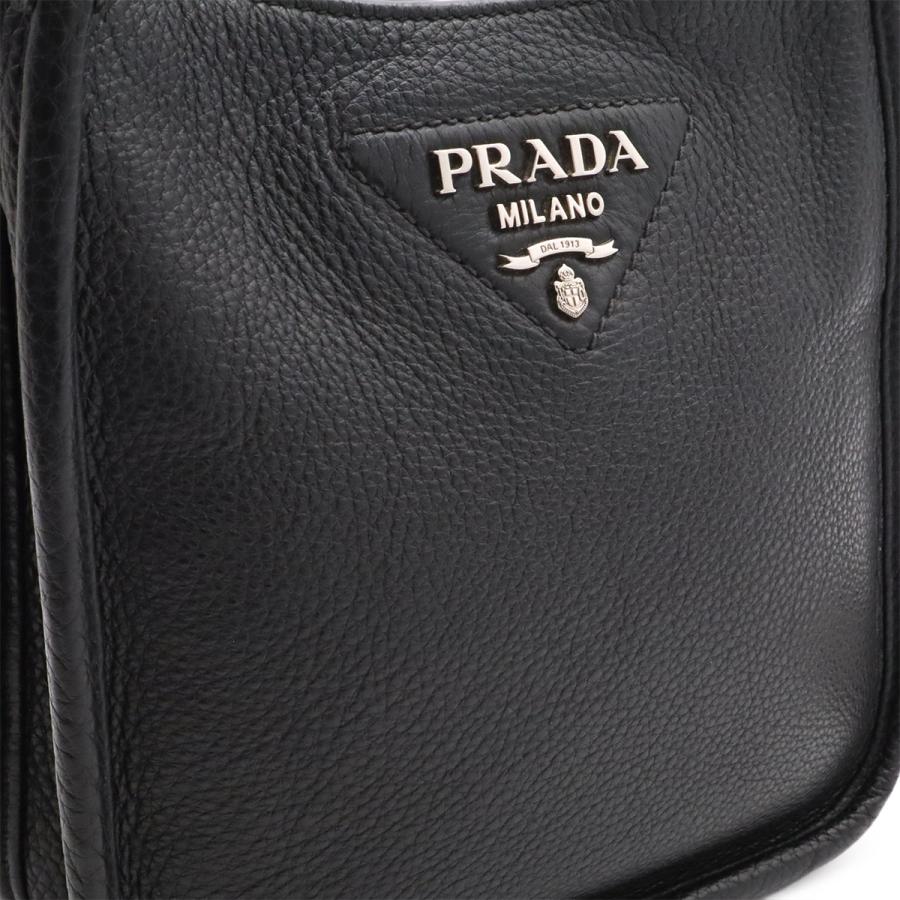 PRADA プラダ ヴィッテロダイノソフトレザー ミニ ショルダーバッグ ストライプショルダー 斜め掛け NERO 黒 ブラック シルバー金具 | PRADA | 05