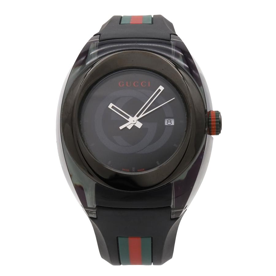 GUCCI グッチ シンク インターロッキングG シェリー グレー文字盤 SS ラバー メンズ クォーツ 腕時計 137.1 YA137107A | GUCCI