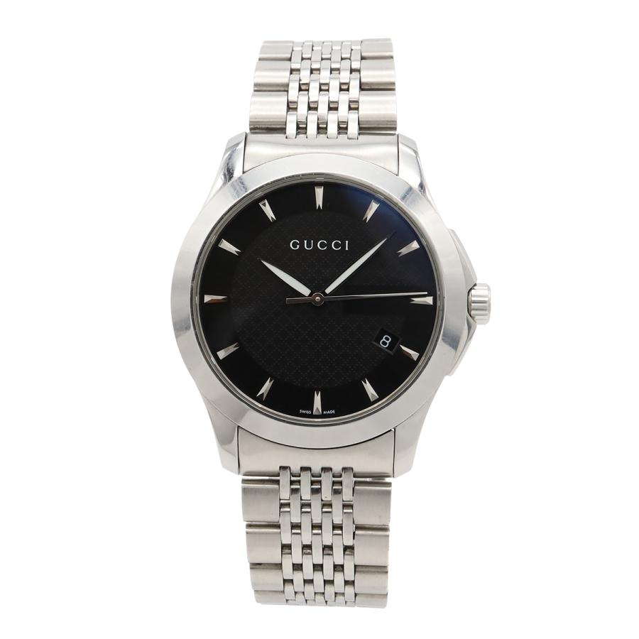 GUCCI グッチ Gタイムレス コレクション デイト SS ブラック文字盤 メンズ クォーツ 腕時計 126.4 YA126402 | GUCCI