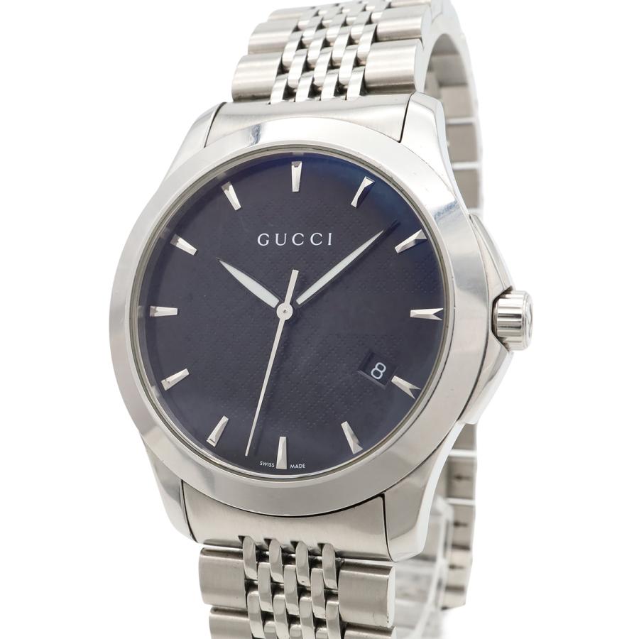 GUCCI グッチ Gタイムレス コレクション デイト SS ブラック文字盤 メンズ クォーツ 腕時計 126.4 YA126402 | GUCCI | 03