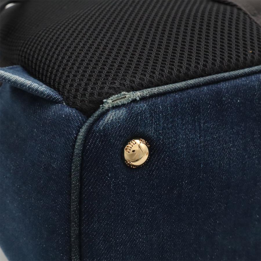 Miu Miu ミュウ ミュウ ミュウミュウ バックパック リュックサック デニム レザー BLEU ブルー ゴールド金具 国内ブティック購入品 | miu miu | 02