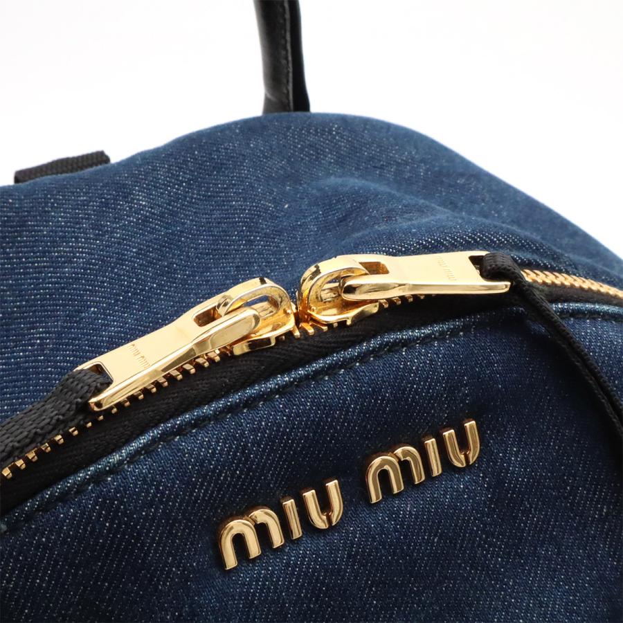Miu Miu ミュウ ミュウ ミュウミュウ バックパック リュックサック デニム レザー BLEU ブルー ゴールド金具 国内ブティック購入品 | miu miu | 05