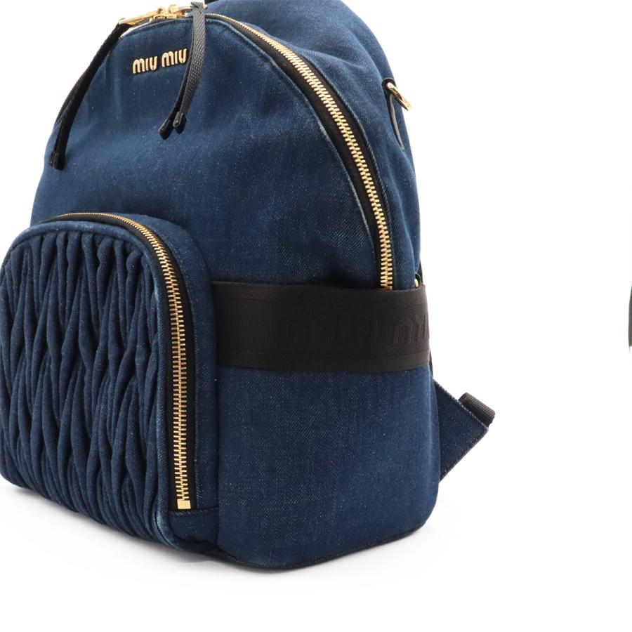 Miu Miu ミュウ ミュウ ミュウミュウ バックパック リュックサック デニム レザー BLEU ブルー ゴールド金具 国内ブティック購入品 | miu miu | 07