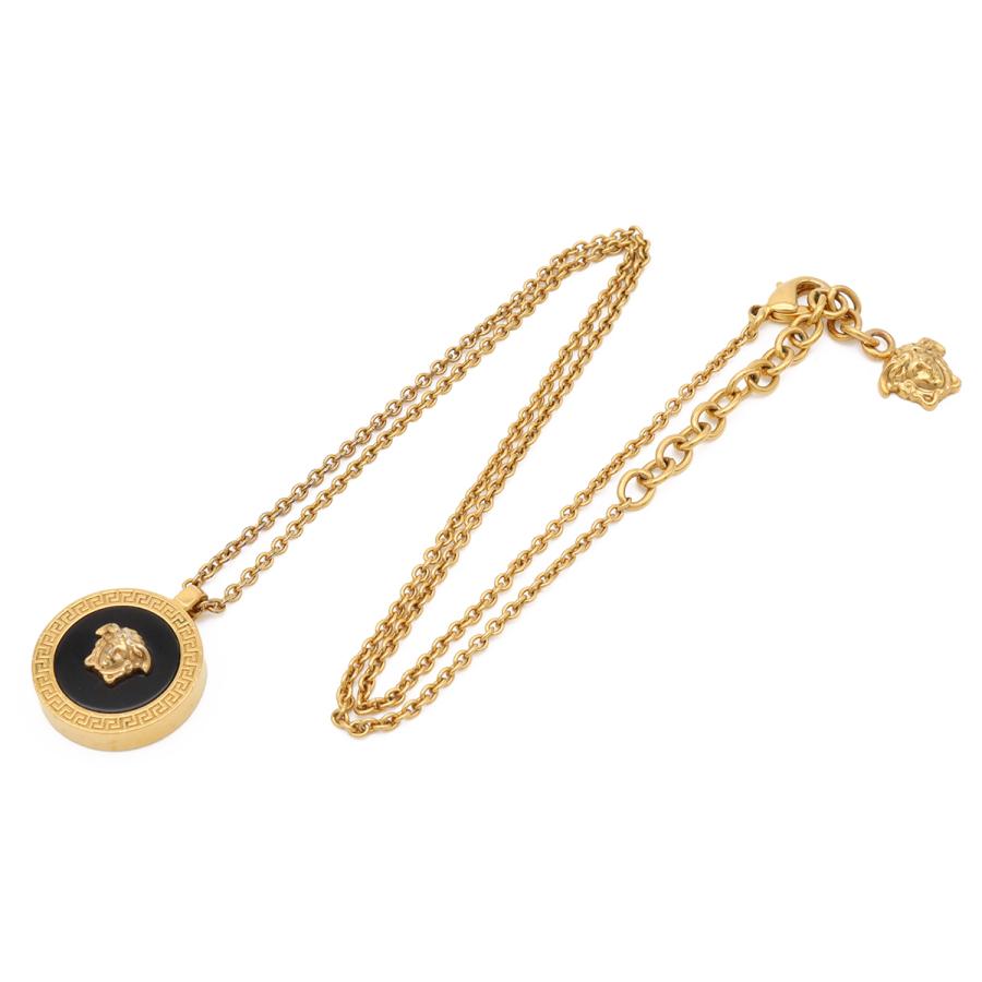 VERSACE ヴェルサーチェ ヴェルサーチ ベルサーチ メドゥーサ メデューサ グレカ チェーンネックレス ペンダント GP ゴールド ブラック | VERSACE | 01