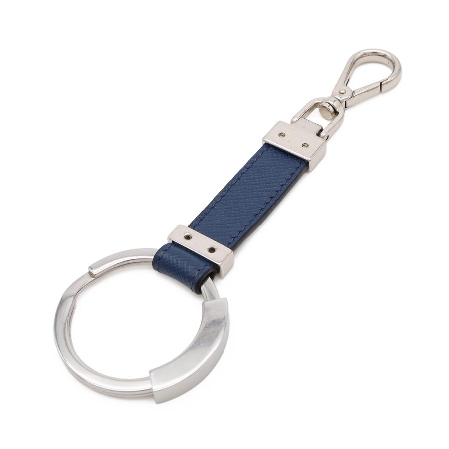 PRADA プラダ キーホルダー チャーム キーリング サフィアーノ レザー メタル ネイビー 紺 シルバー金具 2PP042 | PRADA | 01