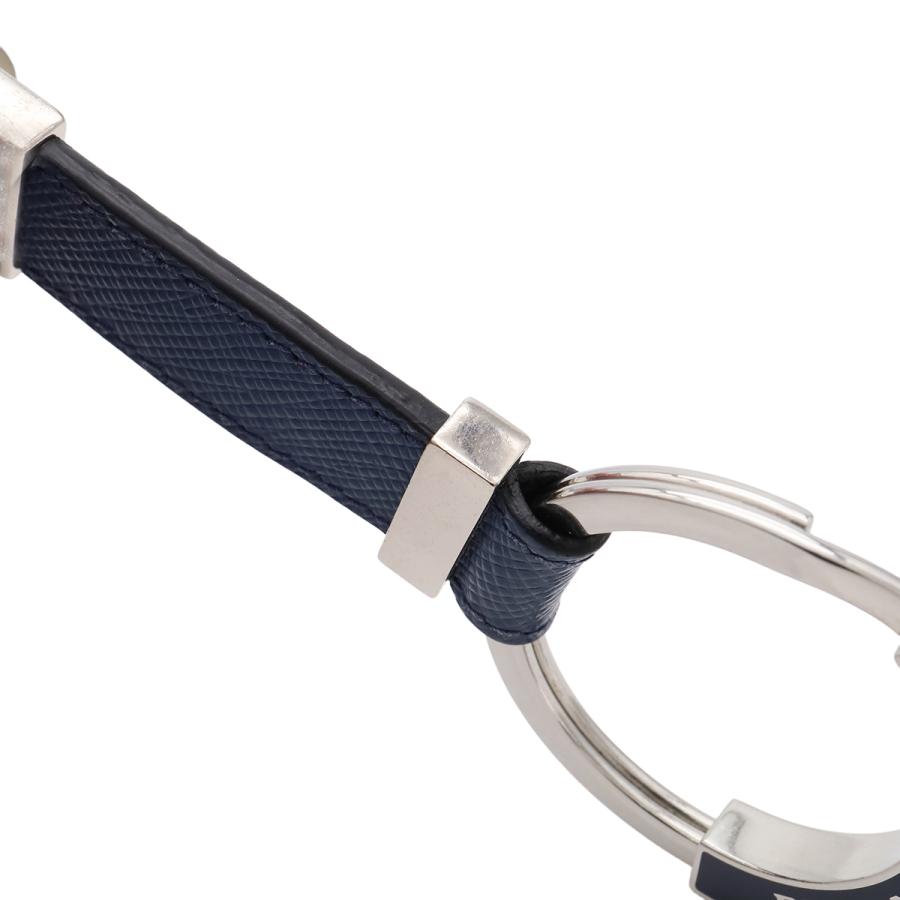 PRADA プラダ キーホルダー チャーム キーリング サフィアーノ レザー メタル ネイビー 紺 シルバー金具 2PP042 | PRADA | 04