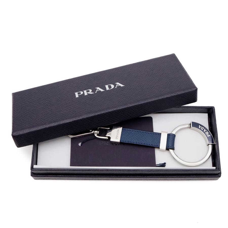 PRADA プラダ キーホルダー チャーム キーリング サフィアーノ レザー メタル ネイビー 紺 シルバー金具 2PP042 | PRADA | 05