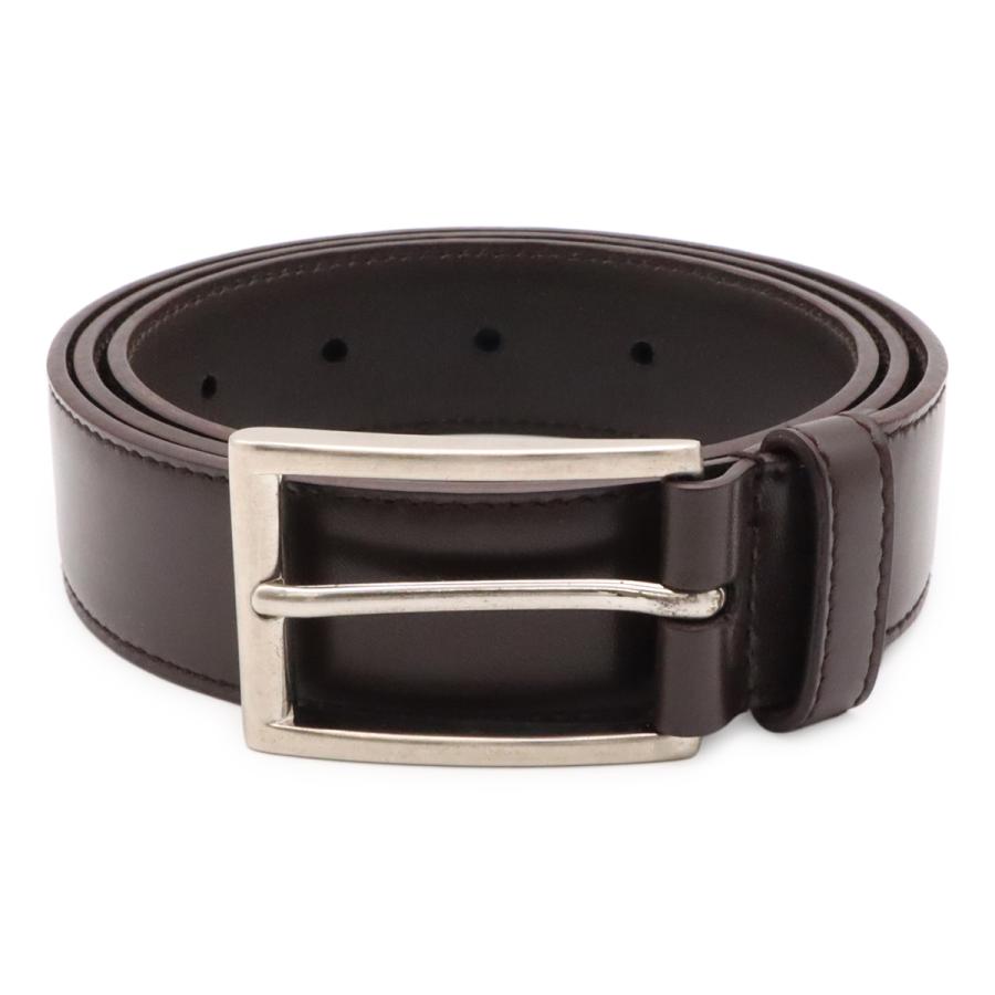 PRADA プラダ スクエアバックル ベルト レザー ダークブラウン 茶 シルバー金具 #90 2C2114 | PRADA