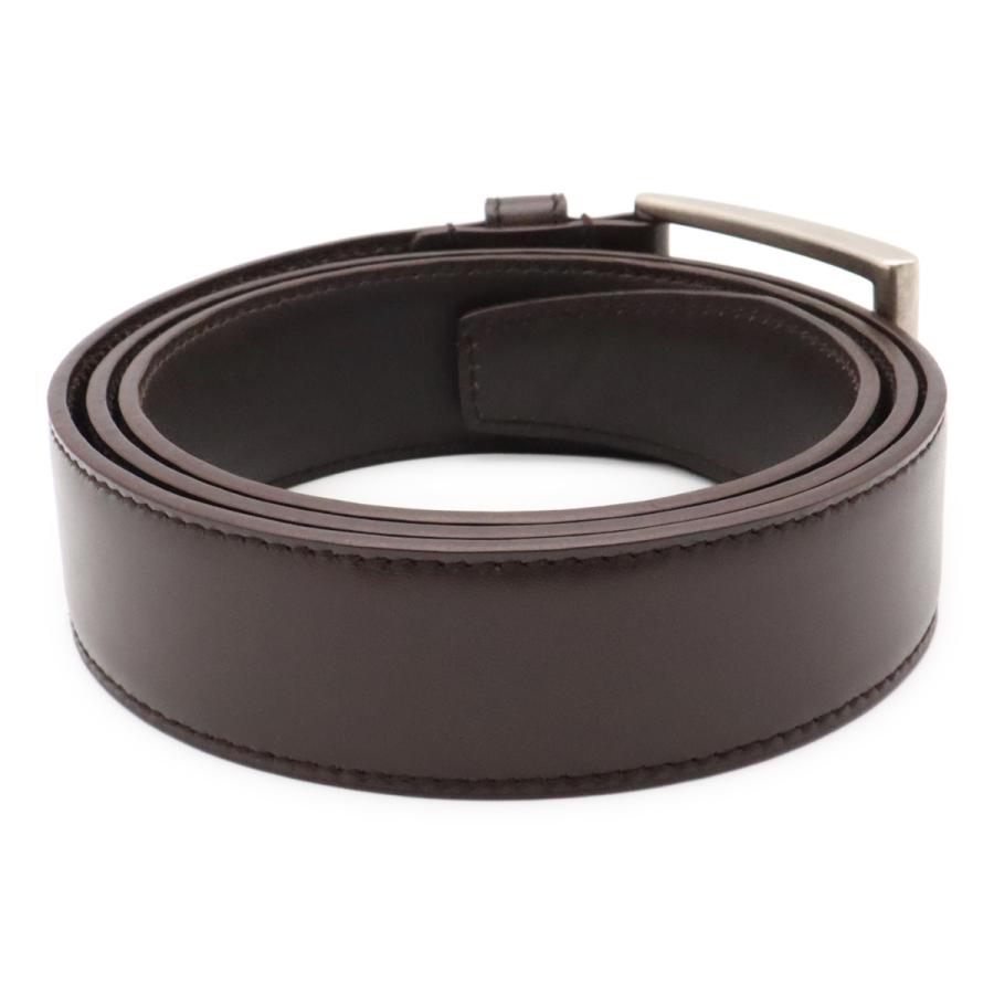 PRADA プラダ スクエアバックル ベルト レザー ダークブラウン 茶 シルバー金具 #90 2C2114 | PRADA | 01