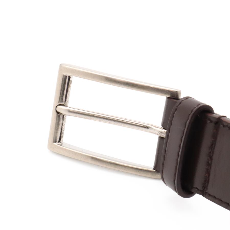 PRADA プラダ スクエアバックル ベルト レザー ダークブラウン 茶 シルバー金具 #90 2C2114 | PRADA | 02