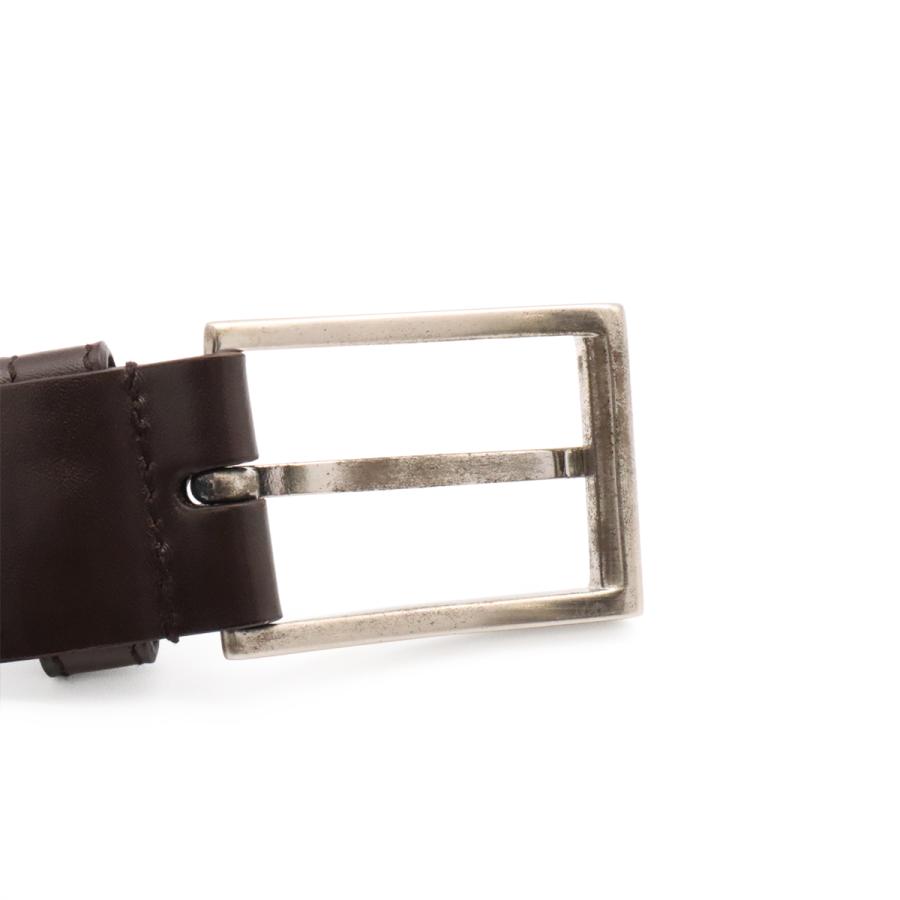 PRADA プラダ スクエアバックル ベルト レザー ダークブラウン 茶 シルバー金具 #90 2C2114 | PRADA | 03