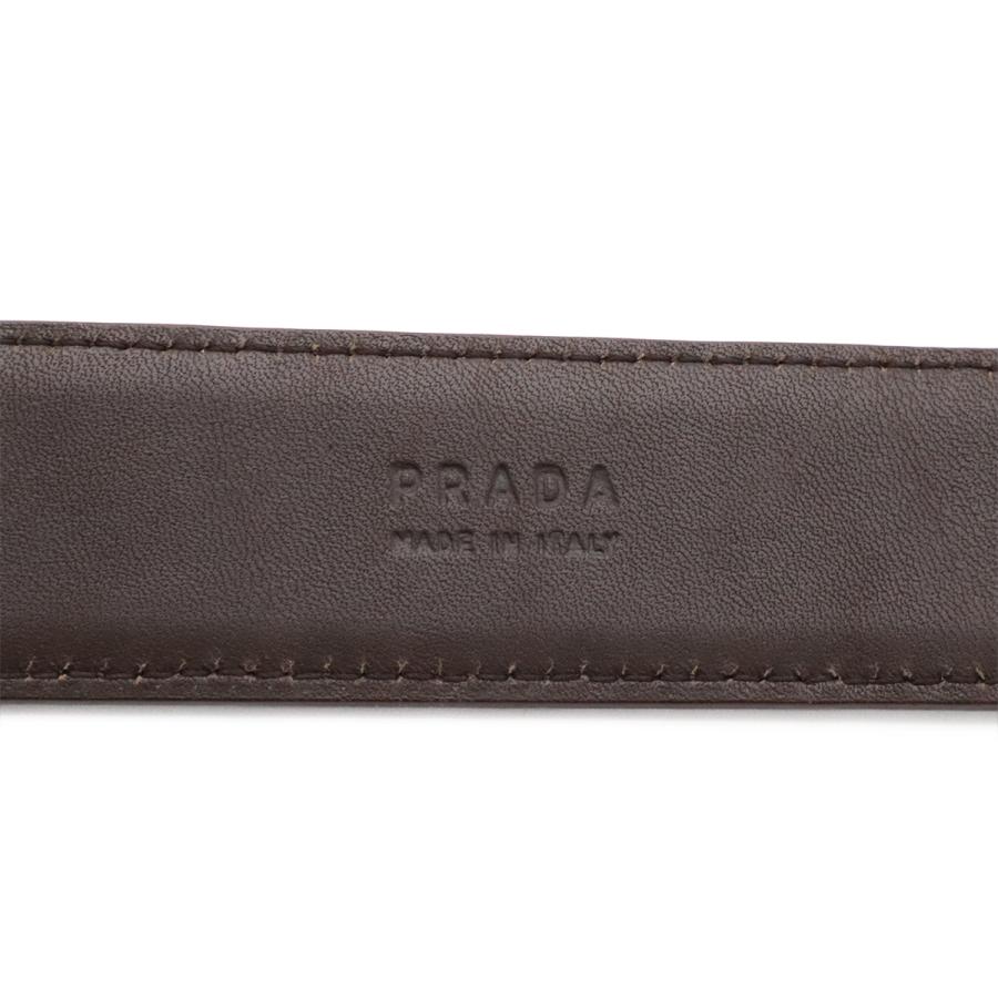 PRADA プラダ スクエアバックル ベルト レザー ダークブラウン 茶 シルバー金具 #90 2C2114 | PRADA | 07