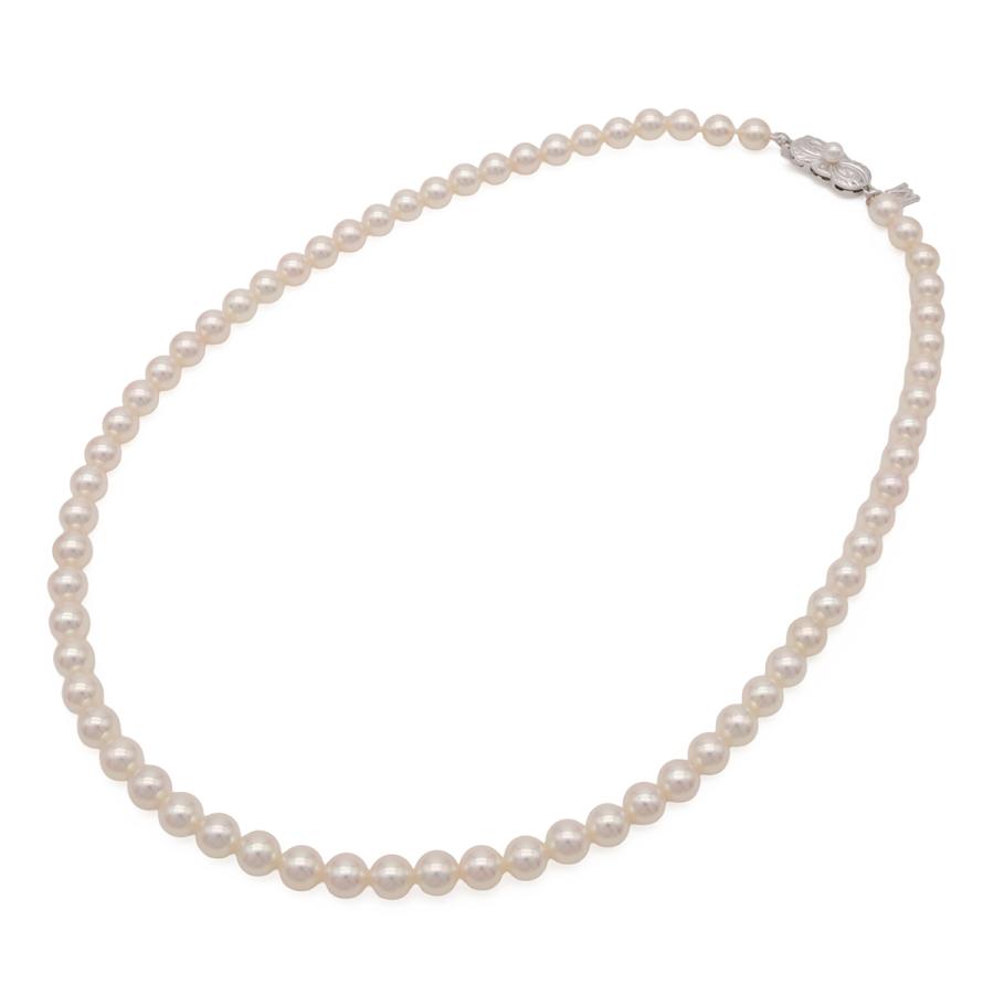 MIKIMOTO ミキモト プレミアム パール ネックレス チョーカー 真珠 6.0m/m-6.5m/m SIL刻印 シルバー シェルホワイト Mチャーム付き | MIKIMOTO