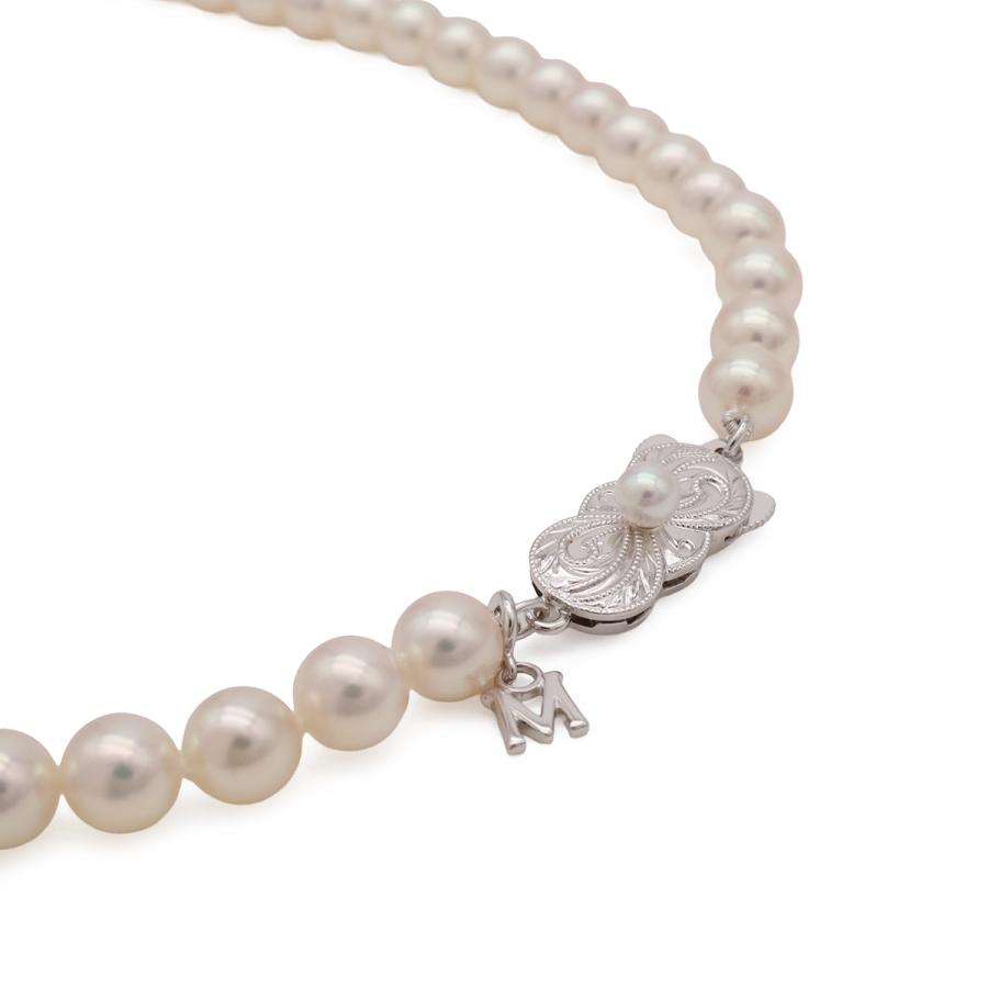 MIKIMOTO ミキモト プレミアム パール ネックレス チョーカー 真珠 6.0m/m-6.5m/m SIL刻印 シルバー シェルホワイト Mチャーム付き | MIKIMOTO | 02