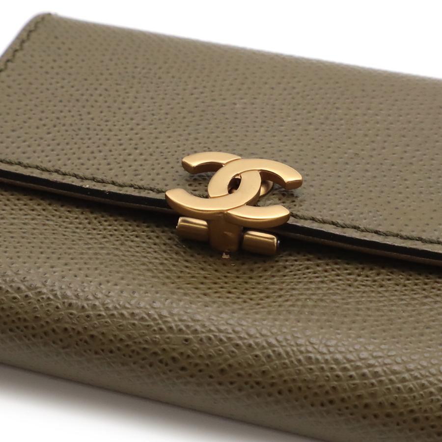 CHANEL シャネル ココマーク カードケース 3つ折財布 三つ折り財布 キャビアスキン レザー カーキグリーン ゴールド金具 | CHANEL | 03