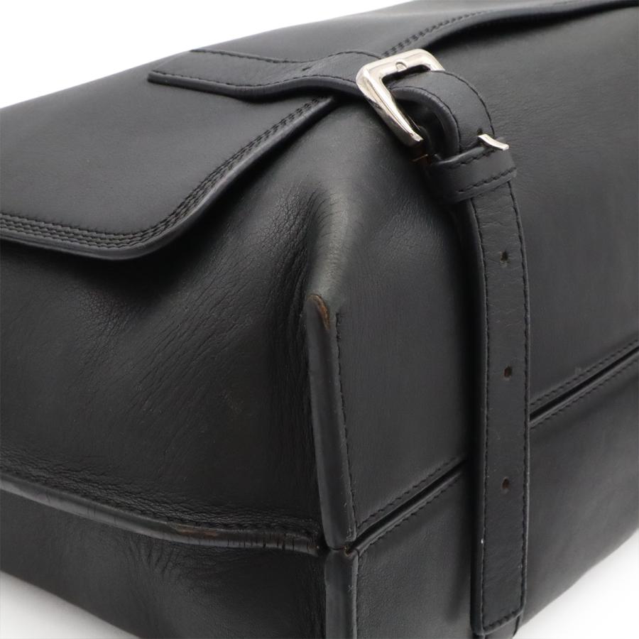 LOEWE ロエベ アナグラム ミリタリーメッセンジャーバッグ ショルダーバッグ キャンバス レザー ブラック 黒 シルバー金具 | LOEWE | 02