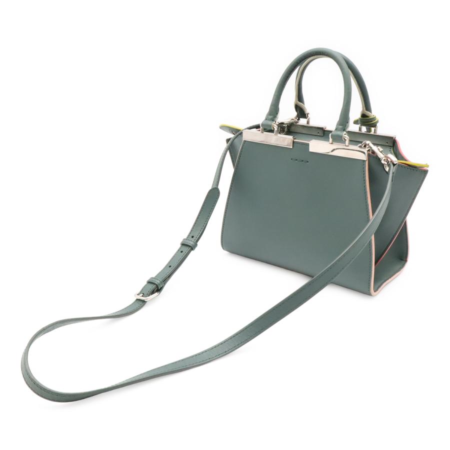 FENDI フェンディ プチトロワジュール ハンドバッグ ミニバッグ 2WAY ショルダーバッグ レザー グリーングレー系 マルチカラー | FENDI | 01