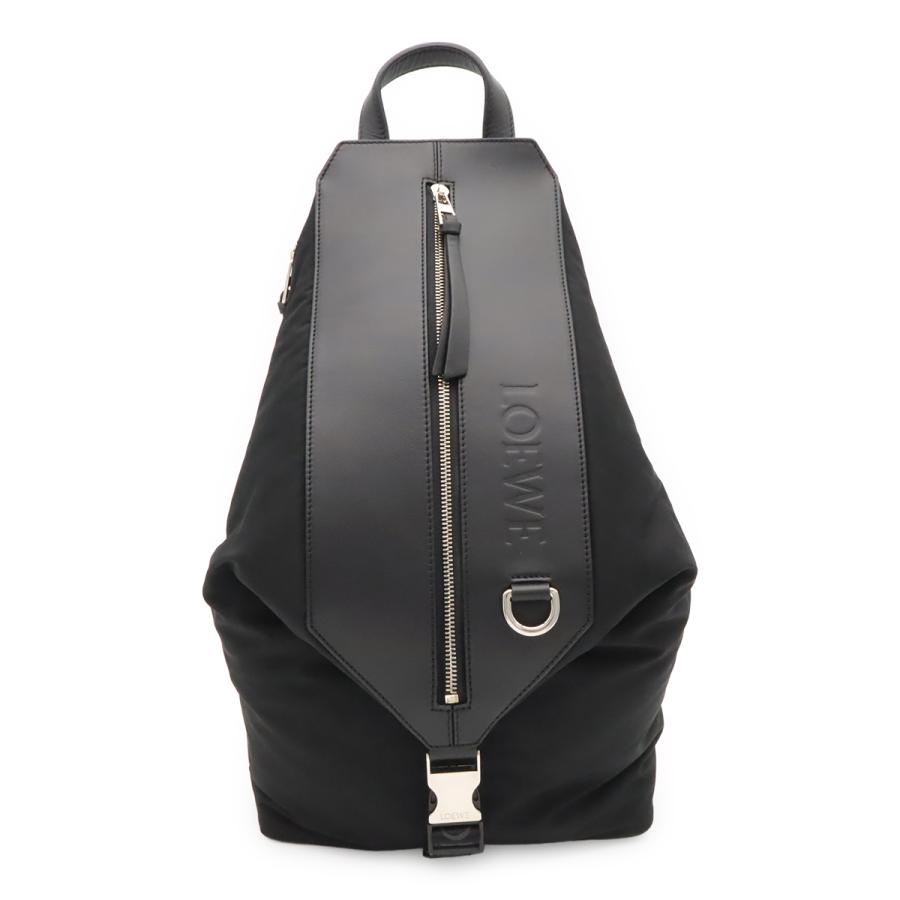 LOEWE ロエベ コンバーチブル バックパック スモール リュックサック ショルダーバッグ ナイロン レザー ブラック 黒 シルバー金具 | LOEWE