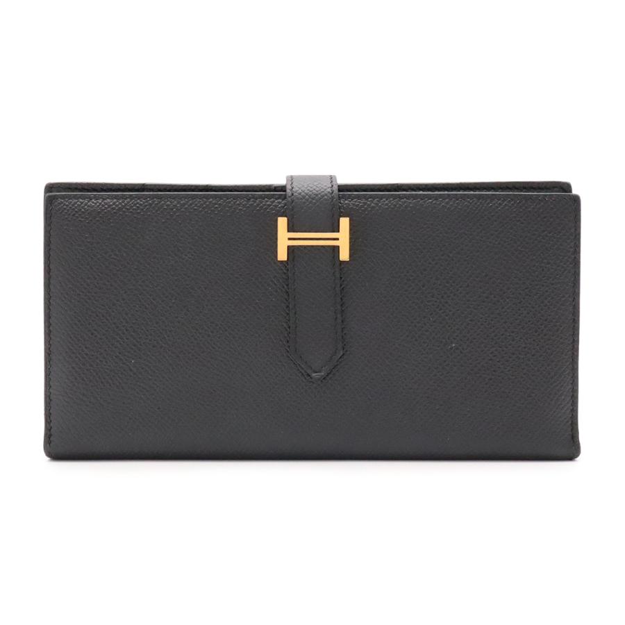 HERMES エルメス ベアンスフレ 2つ折長財布 二つ折り長財布 ヴォーエプソン レザー ブラック 黒 ゴールド金具 X刻印 | HERMES