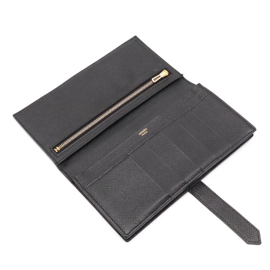 HERMES エルメス ベアンスフレ 2つ折長財布 二つ折り長財布 ヴォーエプソン レザー ブラック 黒 ゴールド金具 X刻印 | HERMES | 04