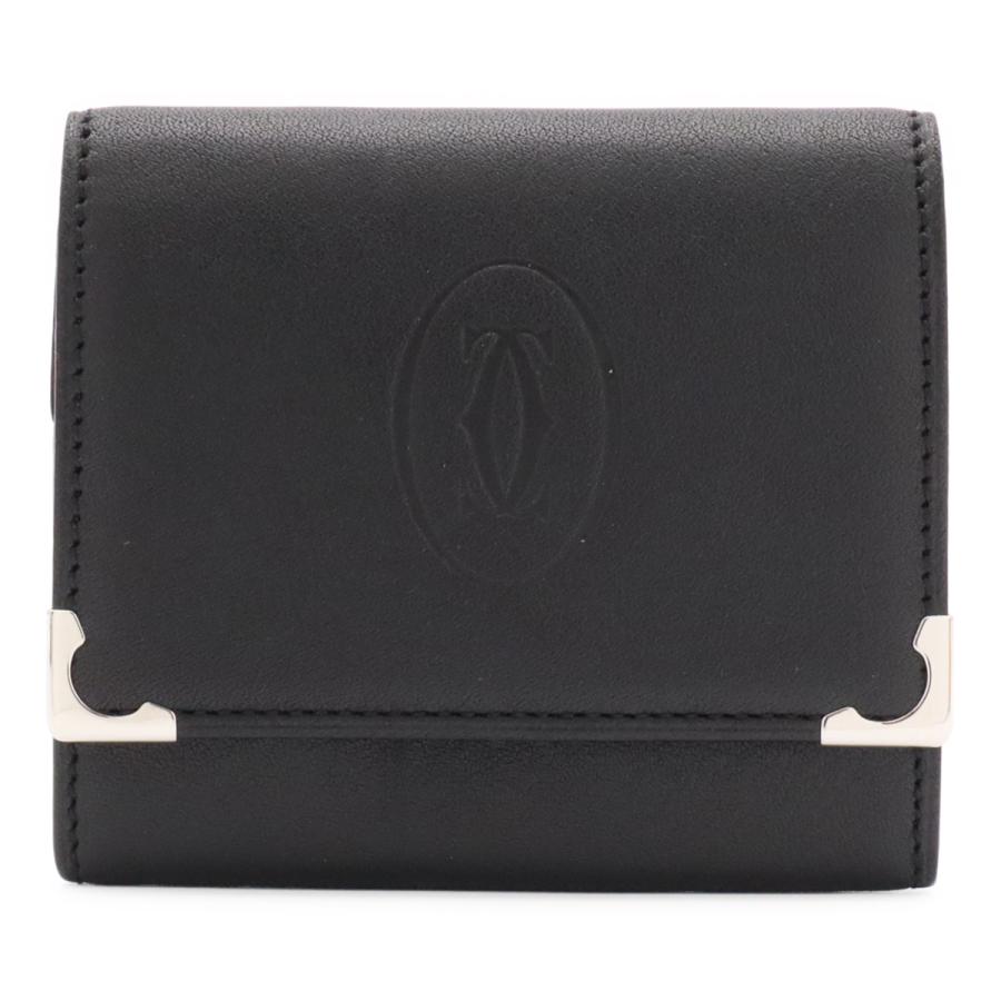Cartier カルティエ カボション コインケース 小銭入れ コインパース カーフレザー ブラック 黒 シルバー金具 L3000571 | Cartier